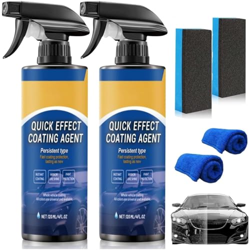 2 PCS Car Coating Spray Quick-Acting Nano Coating Agent Waterless Wash Polish & Paint Protection Multi-Use for Auto Paint and Glass