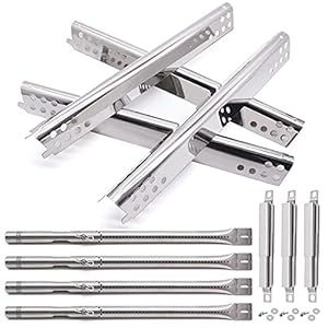 Grill Replacement Parts for Charbroil 463344015, 463343015, 463433016, 463240015, 463432215 Gas Grill, Stainless Steel Heat Plate Shields, Crossover Tubes Grill Burner for Charbroil 4 Burner Grill
