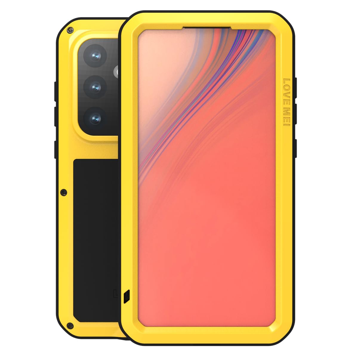 LOVE MEI Compatible with Samsung Galaxy S24 FE Case, Outdoor Sports Military Heavy Duty Shockproof Dustproof Hybrid Aluminum Metal+Silicone+Tempered
