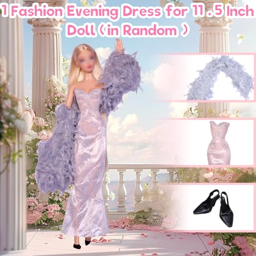 17 Kleidung Set 1 Mode Abendkleid Set 1 Denim Röcke 3 Stricktop 2 Röcke 1 Hose 3 Halszubehör 1 Bag 5 Shoes für 11.5 Zoll Puppen Mädchen Geschenk Zufällig