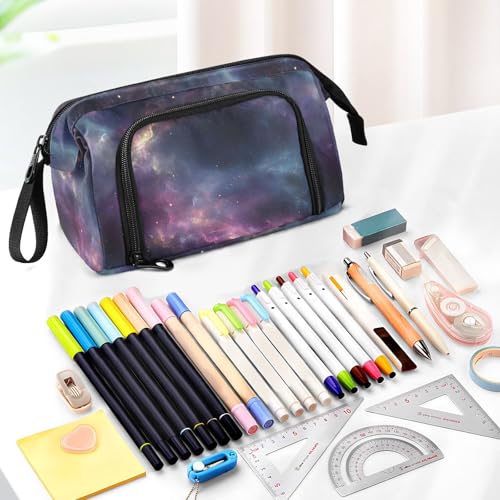 Image of Cool Galaxy Pencil Bag Pencil Case for Teen Boy Girl, Big Capacity Pen Bag Zipper Pencil Pouch with Handheld Aesthetic Pencil Pouch with Print School Office Pencils Stationery