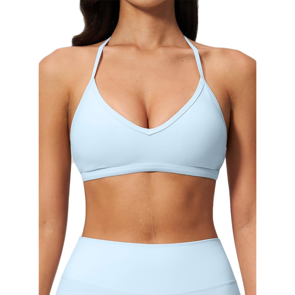 JPXJGT Lightweight High Support Sports Bra Women Quick Dry Breathable Workout Fitness Top Soft Yoga Bra(Size:M,Color:Blue)