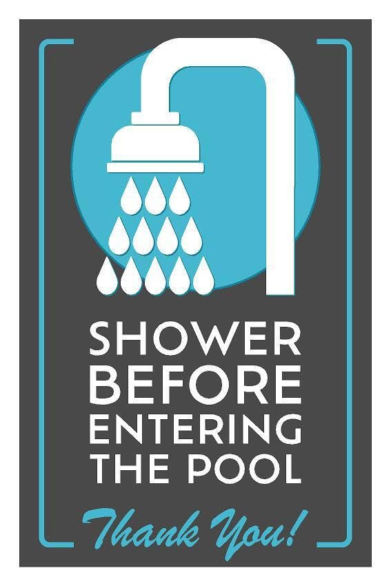 Shower before entering the pool thank you vertical sign - 1mm flexible Plastic sign (600mm x 400mm)