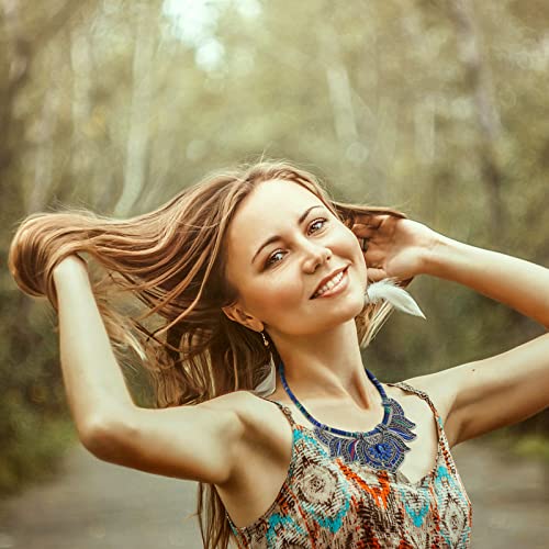 Junkin 2 Pieces African Jewelry For Women Costume Necklace Boho Vintage Statement Choker Chunky Big Beads Necklaces Bohemian Colorful Ethnic Collar Handmade Women's Jewelry (Elegant Style) #TOP1