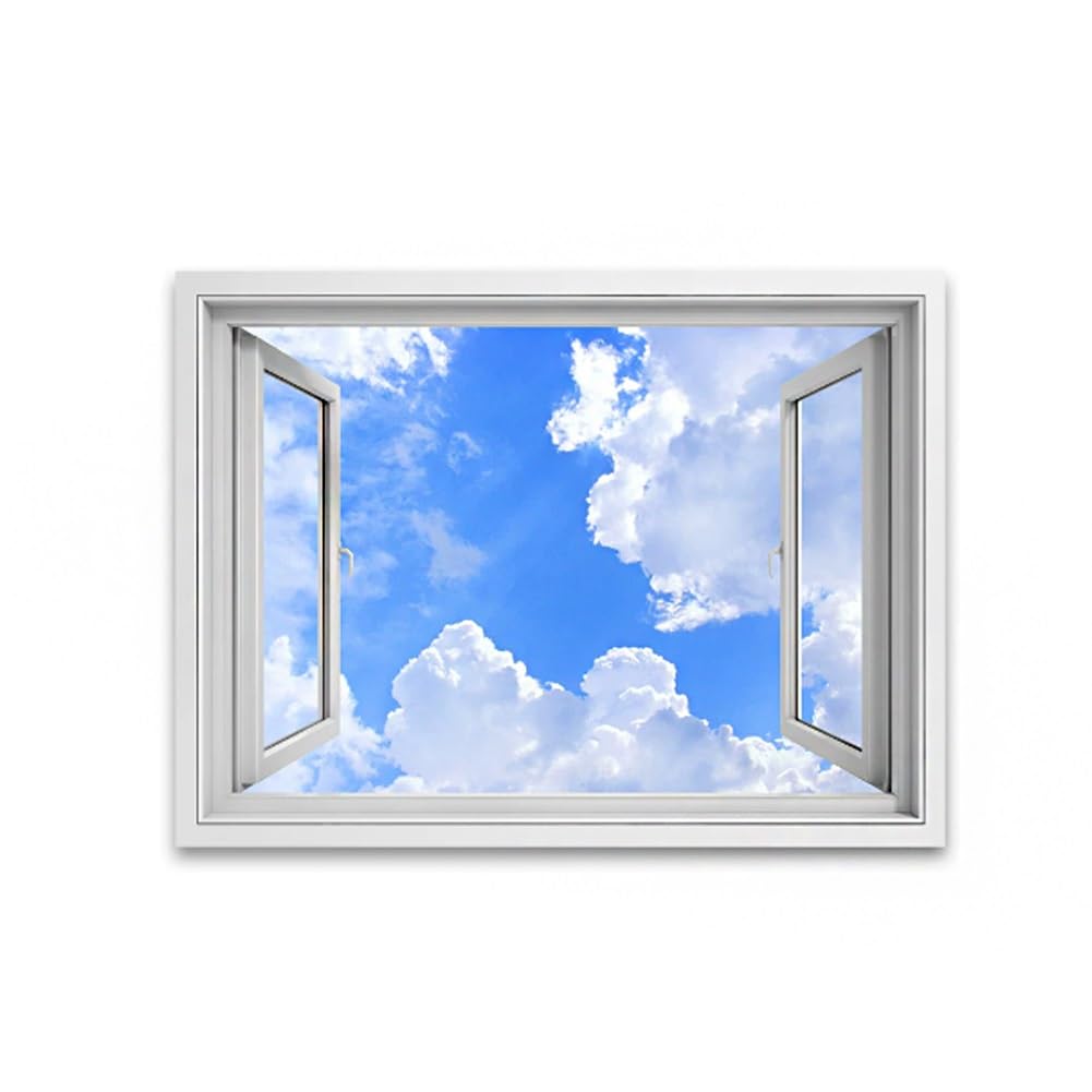 Ventana LED para dormitorios sin luz natural: cuadro de paisaje verde 90x60