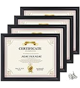 Calenzana 8.5x11 Certificate Document Diploma Frame, Black Picture Frames 8.5 x 11 for Wall and T...