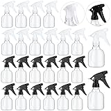 Bokon 24 Pcs Empty Plastic Spray Bottle with Trigger, 8 Oz/ 250 ml Sprayers with Adjustable Head from Fine to Stream Refillable Sprayer for Plant Kitchen Bath Beauty Hair Salons Cleaning, 2 Styles