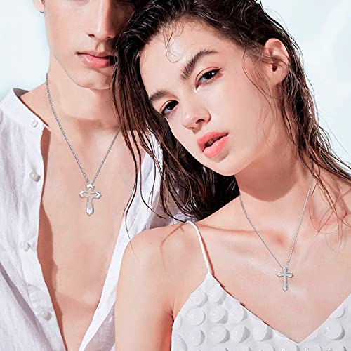 Matching Cross Necklace 925 Sterling Silver Silver/Black Cross Pendant Religious Jewelry Christian Baptism Gift for Men Women3