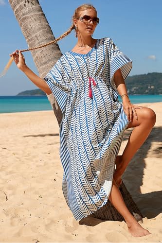 Image of Women Beachwear Long Beach Coverups Kaftan Casual Caftan Dress