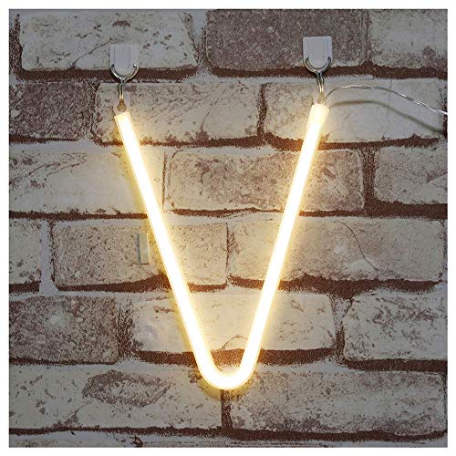Image of ENUOLI Warm White Letters Neon Night Light LED Alphabet Marquee Light Neon Letters Sign Decorative Words Light for Birthday Wedding Party Baby Room Christmas Bar Club Wall Hanging Decor(V)