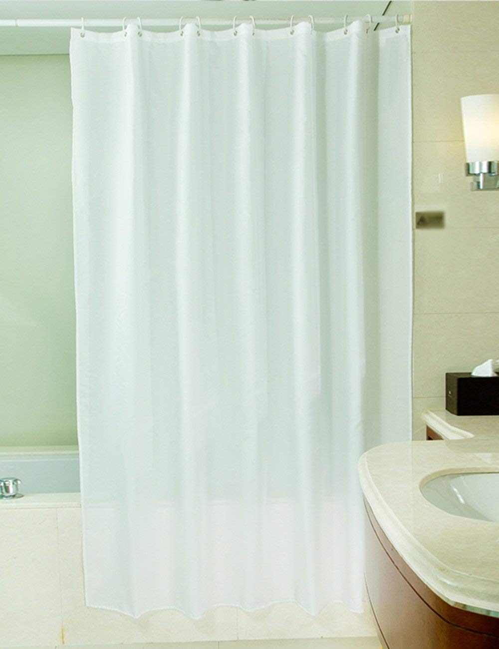 Rideau de douche imperméable en tissu polyester blanc épais pour séparation MU