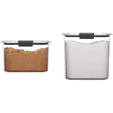 Rubbermaid Container, BPA-Free Plastic, Brilliance Pantry Airtight Food Storage, Brown Sugar (7.8 Cup) & Container, BPA-Free Plastic, Clear Brilliance Pantry Airtight Food Storage, Open Stock, 12 Cup