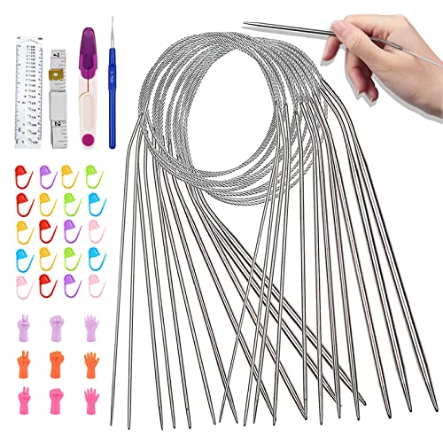 Rundstricknadeln Set 11 Stück Stricknadeln Rundstricknadel Mit Stichmarkierungen Maßband Stricknadeln Punkt Protectors Schere Häkeln Nadel Für Anfänger Und Profis Kurze Rundstricknadel Für Anfänger Cover