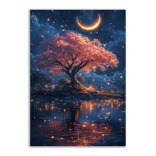 Arbre de vie rose portrait d'art modifié TERUEA, affiche de galerie déco murale 70x100