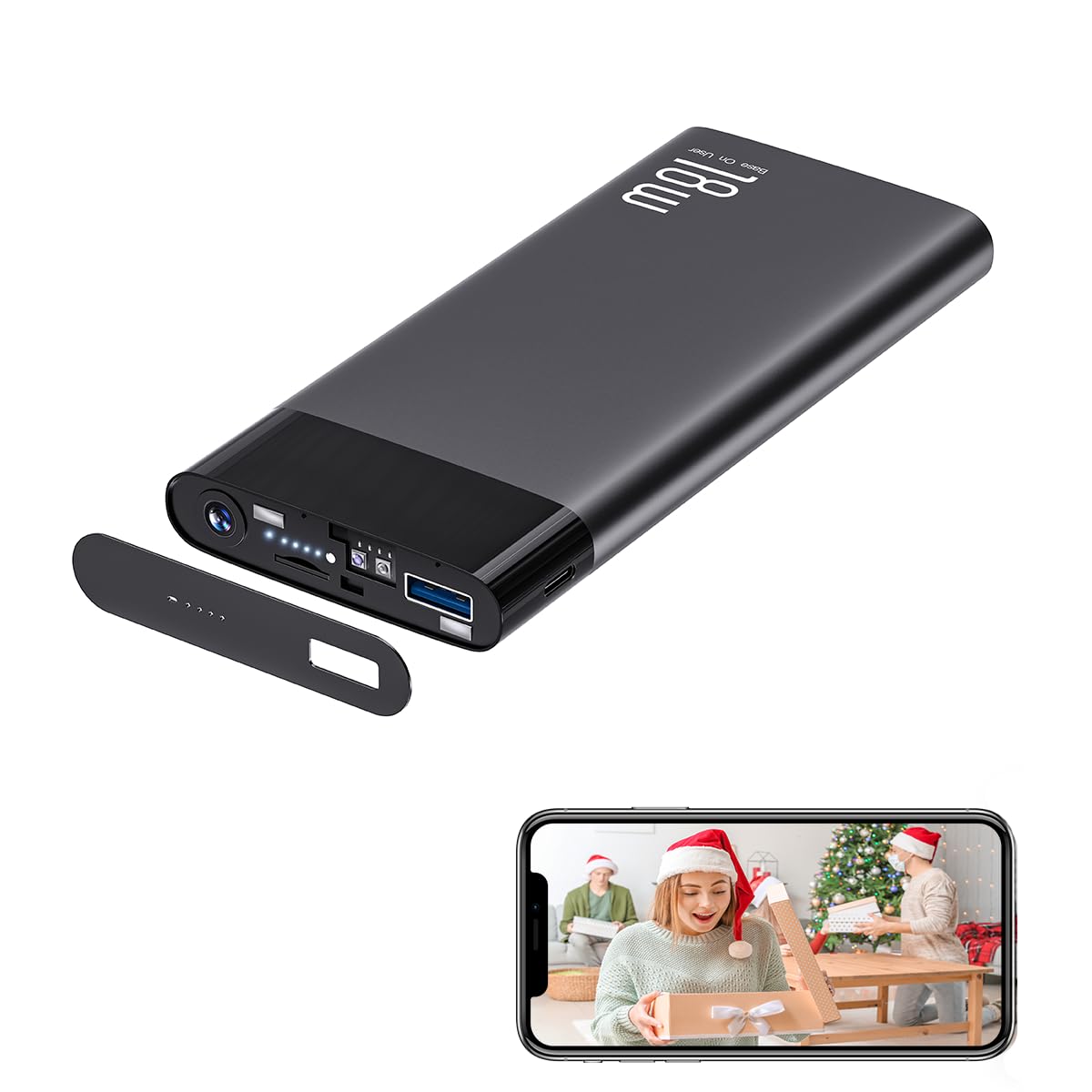 LIZVIE Hidden Camera Power Bank Spy Camera 10000 mAh USB- Small WiFi Hidden Cameras Phone Camera Charger -