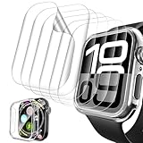 XIJEF 6 Packs Screen Protector for Apple Watch Series 10 42mm, Upgrade Flexible TPU Film for iWatch S10, with iWatch Replacement Protection Cover, HD Clear, Anti Scratch 0 Bubble, HD Touch Sensitive