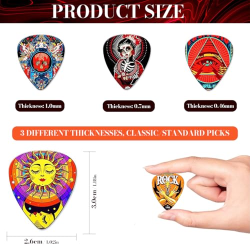 Image of ZIBUYU Guitar Picks 12 Pack Thin, Medium, Heavy Picks,Variety Pack Artistic Celluloid Guitar Pick for Bass