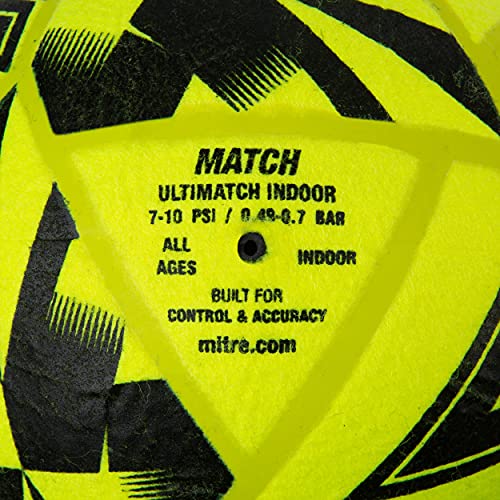 Mitre Ultimatch Hallenfußball | formbeständig | Ball Fußball, Gelb/Schwarz, 5