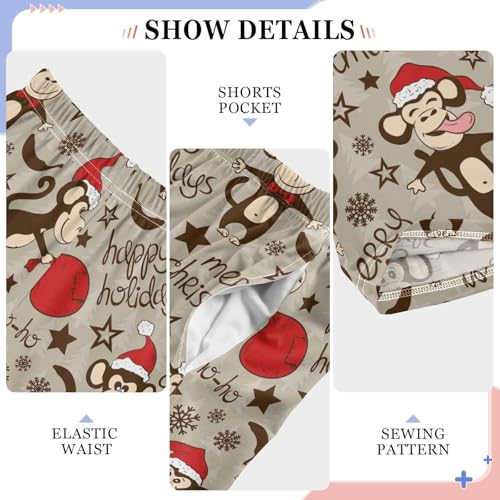 ZZXXB Merry Christmas Monkey Boys Long Pants Soft Trousers Elastic Waist Kids Lounge Bottoms with Pockets S-XL4