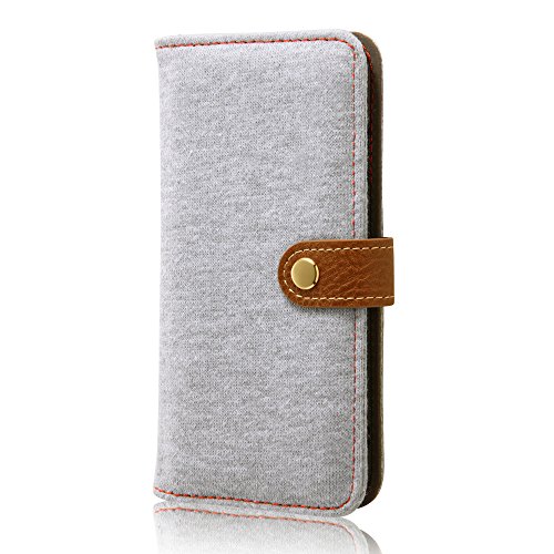 レイ アウト iPhone7 ケース 手帳型 ケース ファブリック スナップボタン スウェット/ライトグレー RT-P12FBC1/GR