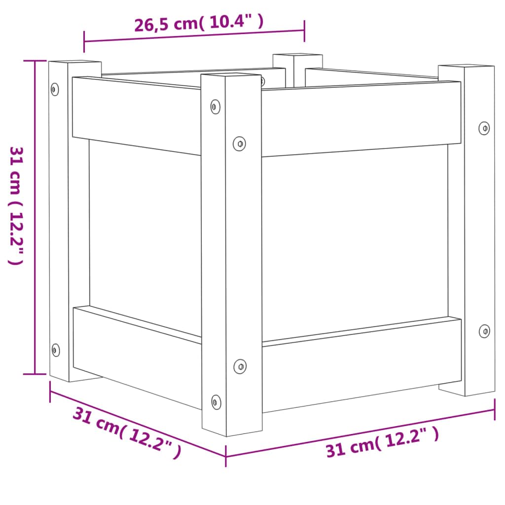 Weißer Pflanzkübel aus massivem Kiefernholz 31 x 31 x 31 cm für Balkon, Terrasse, Garten, Fensterbank, innen und außen, für Blumen, Kräuter und Gemüse