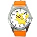 Orange Leder Runde Quarzuhr für gelbe Plüsch Fans