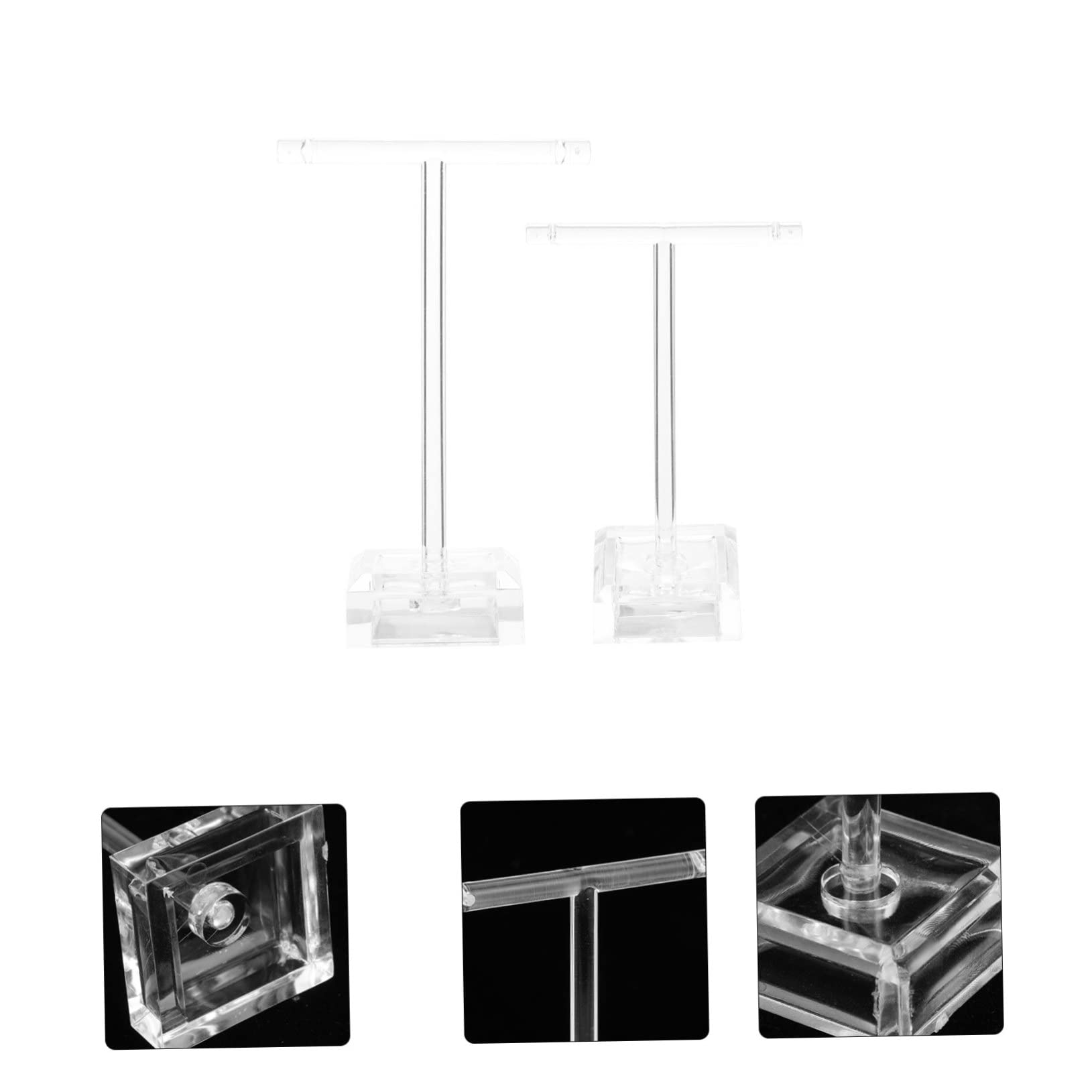 SOESFOUFU 2pcs Set Acrylic Jewelry Display Stand T-shaped Headband Holder for Counter and Shopping Mall