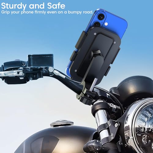 Image of Sounce HydroDock Bike Mobile Holder with 360 Degree Rotation Shock Resistant Anti Shake Design Firm Locking One Hand Operation Adjustable Handlebar Mount Compatible with All Smartphones Secure (Black)