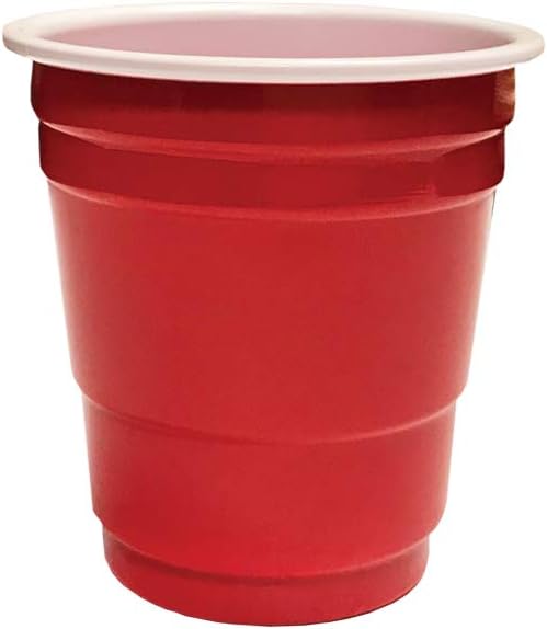 Party Essentials Plastic 2-Ounce Party Cup Shot Glasses, Jager Bomb, Jello Shots, Sample Cups, 40-Count, Red