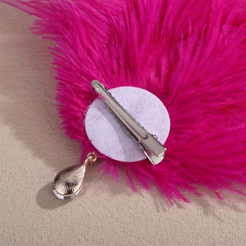 Clip de Plumas Rojo con Cristal para Mujer miniatura 5