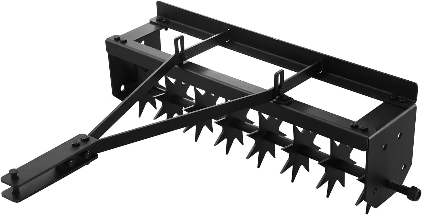 Tow Behind Lawn Aerator, 32" Heavy-Duty Core Aerator Tool, Manual Lawn Aerator, Plug Aerator with Universal Hitch, Rolling Aerator for Effective Soil Aeration and Lawn Health
