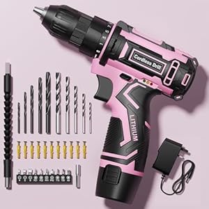 Fahefana 12V-T Pink Cordless Drill Kit