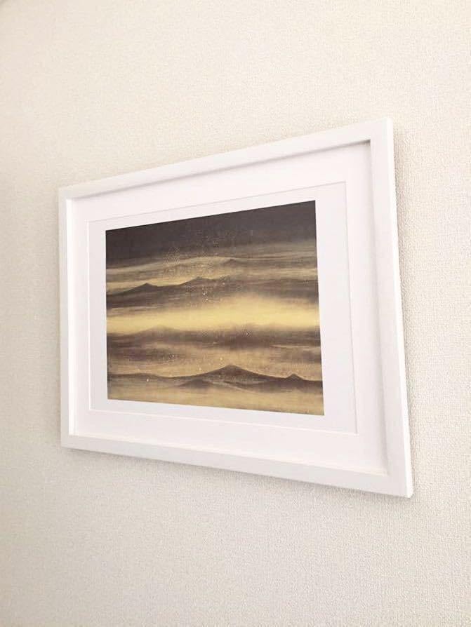 Amazon.co.jp: 千住博絵柄20種展開「波月映」オフセット印刷物 木製