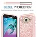 LeYi Compatible with Samsung Galaxy J3V /J3 (2016 Release)/Sky/Amp Prime/Express Prime Case with 2 Glass Screen Protector for Girls Women, Glitter Heavy Duty Phone Case for Galaxy J3 V TP Rose Gold