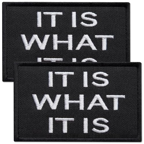 Bluyellow Conjunto de remendos It is What It is What Ie, bordados e divertidos para mochila tática, colete, arnês para cães, capacete militar, equipamento tático, gancho e laço, opção, preto, 5 x 7 cm
