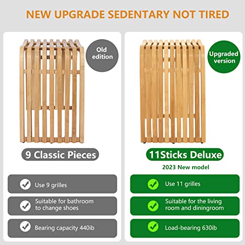 Cwuint Leisure Bamboo Stool Changing Shoe Stool Dressing Stool Bathroom Stool Waterproof Anti-Corrosion Environmental Protection Material Durable. #TOP1