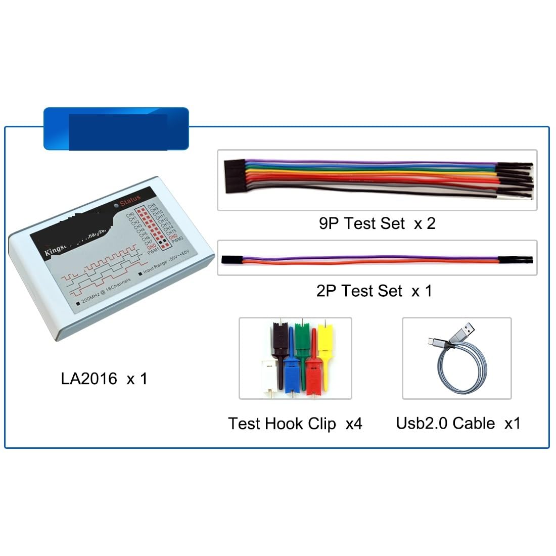 LA2016 USB Logic Analyzer 200M max Sample Rate,16Channels,10B Samples, MCU,ARM,FPGA debug Tool, English Software