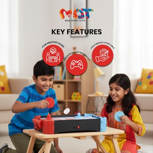 Image of Air Hockey|Portable Tabletop Electric Powered with 2 Strikers 4 Pucks | Arcade Game for Kids & Adults | Indoor Game | Best for Gifting | Made in India |Size 57cm X 32cm X 16cm