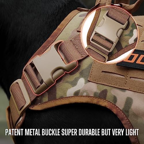 Miniatura 3 de Arnés táctico para perro, arnés para perro sin tirones, chaleco militar con clips metálicos ajustables, arnés para perros grandes, medianos y
