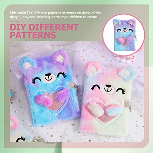 Stobok A5 Plush Notebook Cartoon Animals Journal Notepad Diary Writing Memo Book With Lock Plush Journal Notepad Planner Handbook Birthday Gift (Purple) #TOP2