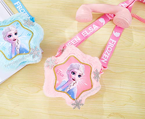 Princess Frozen Elsa Plush Crossbody Shoulder Handbag In Snowflake Shape For Girls Kids Children thumb #1