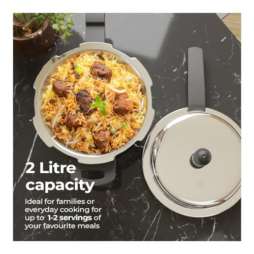 Lifelong Stainless Steel Pressure Cooker 2Liters | Induction & Gas Stove Compatible with Outer Lid, ISI Certified & Lock System |Safe & Durable... - Image 3