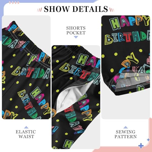 ZZXXB Colorful Happy Birthday Print Boys Long Pants Soft Trousers Elastic Waist Kids Lounge Bottoms with Pockets S-XL4