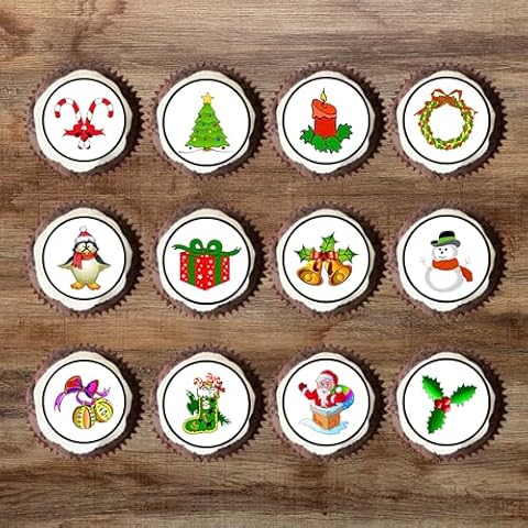 Precut Edible Mini Christmas Cake Toppers Cover