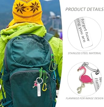 NyxSeat 2 Flamingo sleutelhanger met geschenkdoos, roestvrij staal, aanmoediging, flamingo