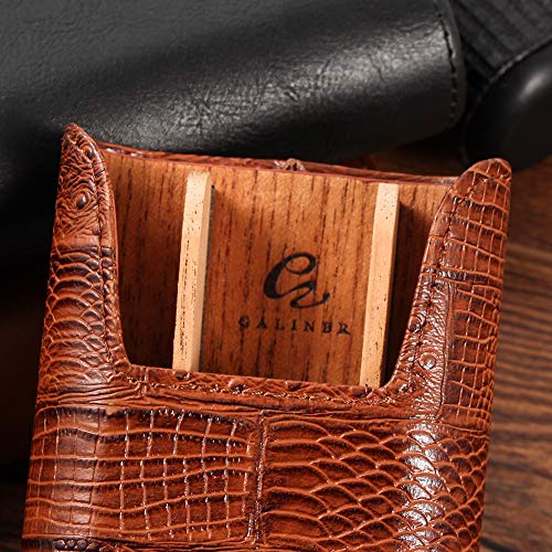 Galiner Cigar Case Humidor Genuine Leather Travel Cigars Box Removable Cedar Dividers For Max 60 Ring Cigars Gift Box(Brown) #TOP2