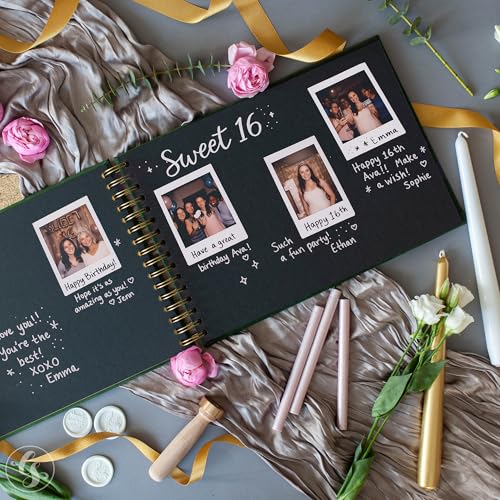 Image of Personalized Polaroid Guest Book to Sign In Custom Scrapbook Album for Pictures 5x7 4x6 Photo Birthday Wedding Anniversary (Lavender, Large - 11.7x8.3 inch)