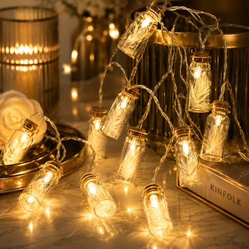 Image of MoonlitDreams Jar Shape LED String Fairy Light 14 LED 3 Meter Night Light for Home Decor, Plastic Jar String Lights for Bedroom Decor, LED Light for Indoor, Outdoor Decoration (Warm White, Plug-in)
