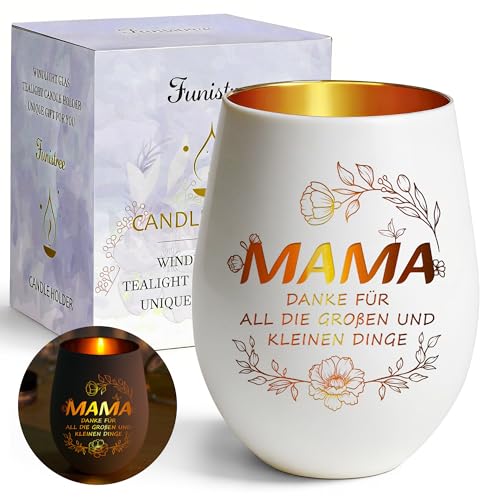 Muttertagsgeschenk für Mama, Muttertag Windlicht mit Gravur Mama Geschenk, Teelichthalter Geschenke für Beste Mutter Schwiegermutter, Graviertes Windlicht aus Glas Geburtstagsgeschenk für Bonus Mama