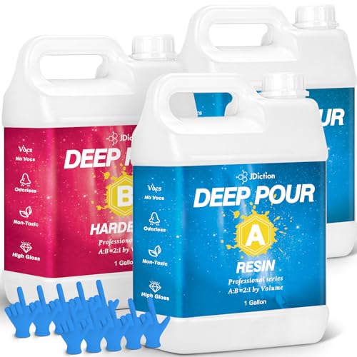 JDiction Deep Pour Epoxy Resin, 3 Gallon Clear High Gloss Casting Resin for 2-4